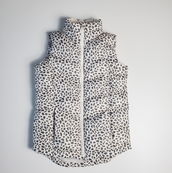 Gap Kids Girls Puffer Vest Snow Leopard